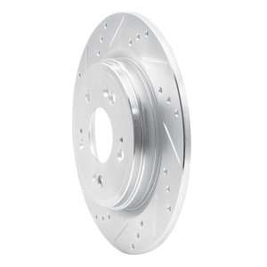 Acura RLX Brake Rotor (1) - Rear Left - R1 Concepts - Drilled & Slotted - Silver - `14-`20